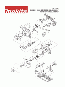 Page 1 Diagram and Parts List for BSS610F Type 3 Makita Saw