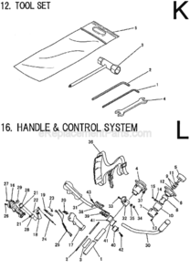 Page F Diagram and Parts List for BCM2600  Makita Trimmer