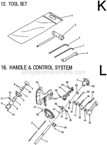 Page F Diagram and Parts List for BCM3310  Makita Trimmer