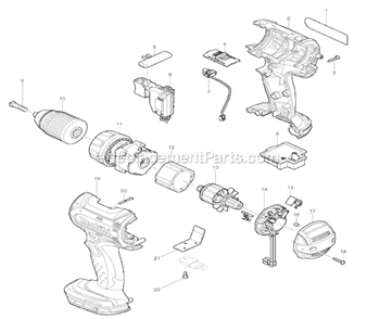 Part Location Diagram of 766027-7 Makita Keyless Drill Chuck 13bdf452hw