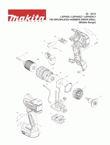 Page 1 Diagram and Parts List for LXPH05C1 Type 1 Makita Drill