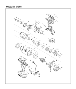 Page 1 Diagram and Parts List for BTD146  Makita Drill