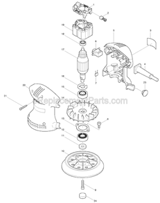 Page A Diagram and Parts List for BO5001  Makita Sander Polisher