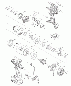 Page 1 Diagram and Parts List for XDT04RW  Makita Drill