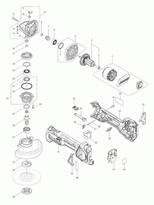 Page 1 Diagram and Parts List for XAG16Z  Makita Grinder