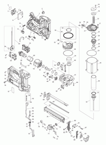 Page 1 Diagram and Parts List for XNB02Z  Makita Nailer