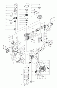 Page 1 Diagram and Parts List for AN454  Makita Nailer