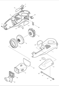Page 1 Diagram and Parts List for 4033D  Makita Upright Vacuum