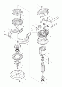 Page 1 Diagram and Parts List for BO5030K  Makita Sander