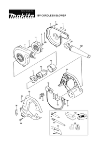 Page 1 Diagram and Parts List for UB181D-R  Makita Leaf Blower / Vacuum