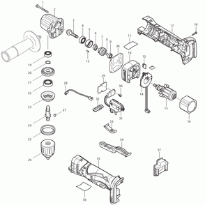 Page 1 Diagram and Parts List for XAD02  Makita Drill