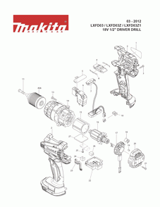 Page 1 Diagram and Parts List for LXFD03Z1 Type 1 Makita Drill