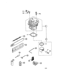 Cylinder, Piston And Accessories Diagram and Parts List for DCS540-18  Makita Chainsaw