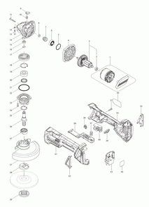Page 1 Diagram and Parts List for XAG11Z  Makita Grinder
