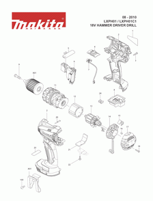 Page 1 Diagram and Parts List for LXPH01C1 Type 1 Makita Drill