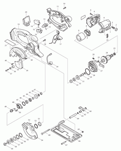 Part Location Diagram of 141485-2 Makita Plastic Case Complete