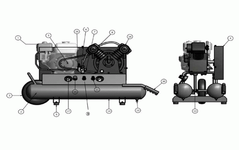Part Location Diagram of PV02A Makita Compressor Head W/flywheel, Ma