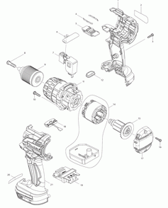 Page 1 Diagram and Parts List for XFD07  Makita Drill