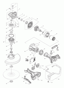 Page 1 Diagram and Parts List for XAG13PT1  Makita Grinder