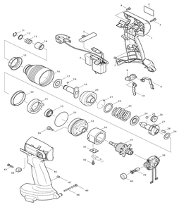 Page 1 Diagram and Parts List for 6936FDWDE  Makita Drill
