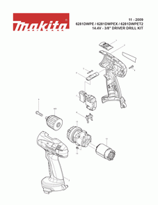 Page 1 Diagram and Parts List for 6281DWPEX Type 1 Makita Drill