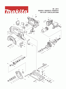Page 1 Diagram and Parts List for BSS501Z Type 1 Makita Saw