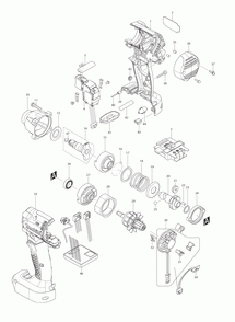 Page 1 Diagram and Parts List for BTW104Z  Makita Drill