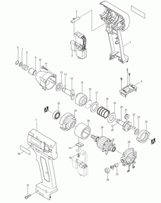 Page 1 Diagram and Parts List for BTD060Z  Makita Drill