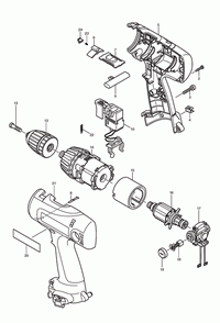 Page 1 Diagram and Parts List for 6217DWDE  Makita Drill