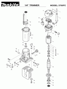 Page 1 Diagram and Parts List for 3708F  Makita Trimmer