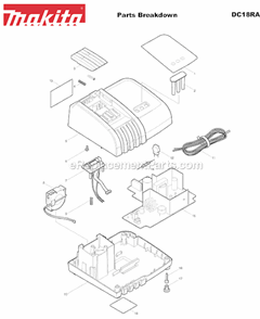 Page A Diagram and Parts List for DC18RA  Makita Charger