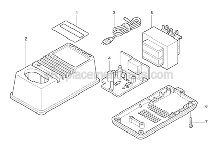 Page A Diagram and Parts List for DC7100  Makita Charger