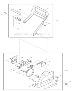 Page E Diagram and Parts List for DCS430  Makita Chainsaw
