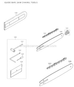 Page E Diagram and Parts List for DCS460-18  Makita Chainsaw