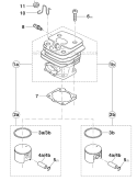 Cylinder, Piston Diagram and Parts List for DCS540  Makita Chainsaw