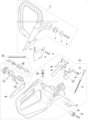 Fuel Tank, Tubular Grip Diagram and Parts List for DCS540  Makita Chainsaw