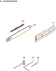 Page H Diagram and Parts List for DCS6401  Makita Chainsaw