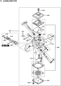 Page H Diagram and Parts List for DCS7301  Makita Chainsaw