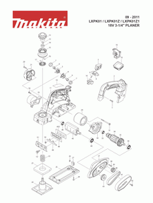 Page 1 Diagram and Parts List for LXPK01Z Type 1 Makita Planer Jointer