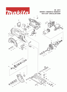 Page 1 Diagram and Parts List for BSS501F Type 1 Makita Saw