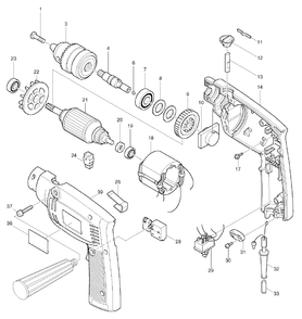 Page 1 Diagram and Parts List for HP1300S  Makita Drill