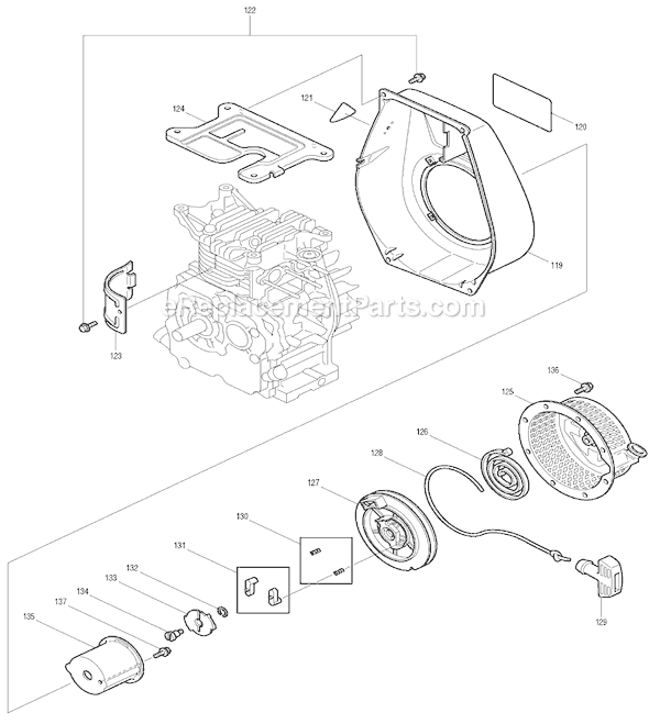Page F Diagram and Parts List for EW300TR  Makita Water Pump