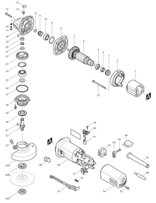 Page 1 Diagram and Parts List for 9554NBK  Makita Grinder