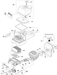 Page B Diagram and Parts List for DPC7300  Makita Concrete Saw