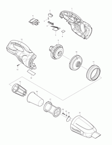 Page 1 Diagram and Parts List for XLC02RB1W  Makita Upright Vacuum