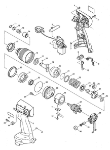 Page 1 Diagram and Parts List for 6980FDWAE  Makita Drill