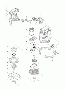 Page 1 Diagram and Parts List for LXOB01  Makita Sander