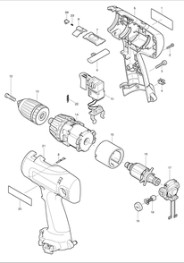 Page 1 Diagram and Parts List for 6317D  Makita Drill