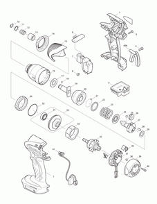 Part Location Diagram of 188127-7 Makita Housing Set, Btd140