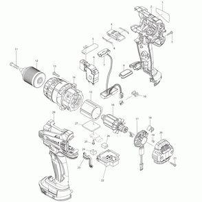 Page 1 Diagram and Parts List for XPH03Z  Makita Drill